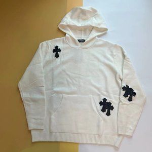 Chrome Hearts Fashionable Knitted Hooded Sweatshirt-White